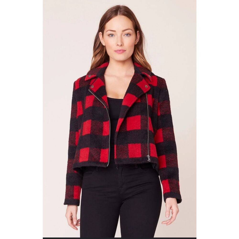 Jack BB Dakota Bell Behaved Plaid ZIP Moto Jacket US Women's S